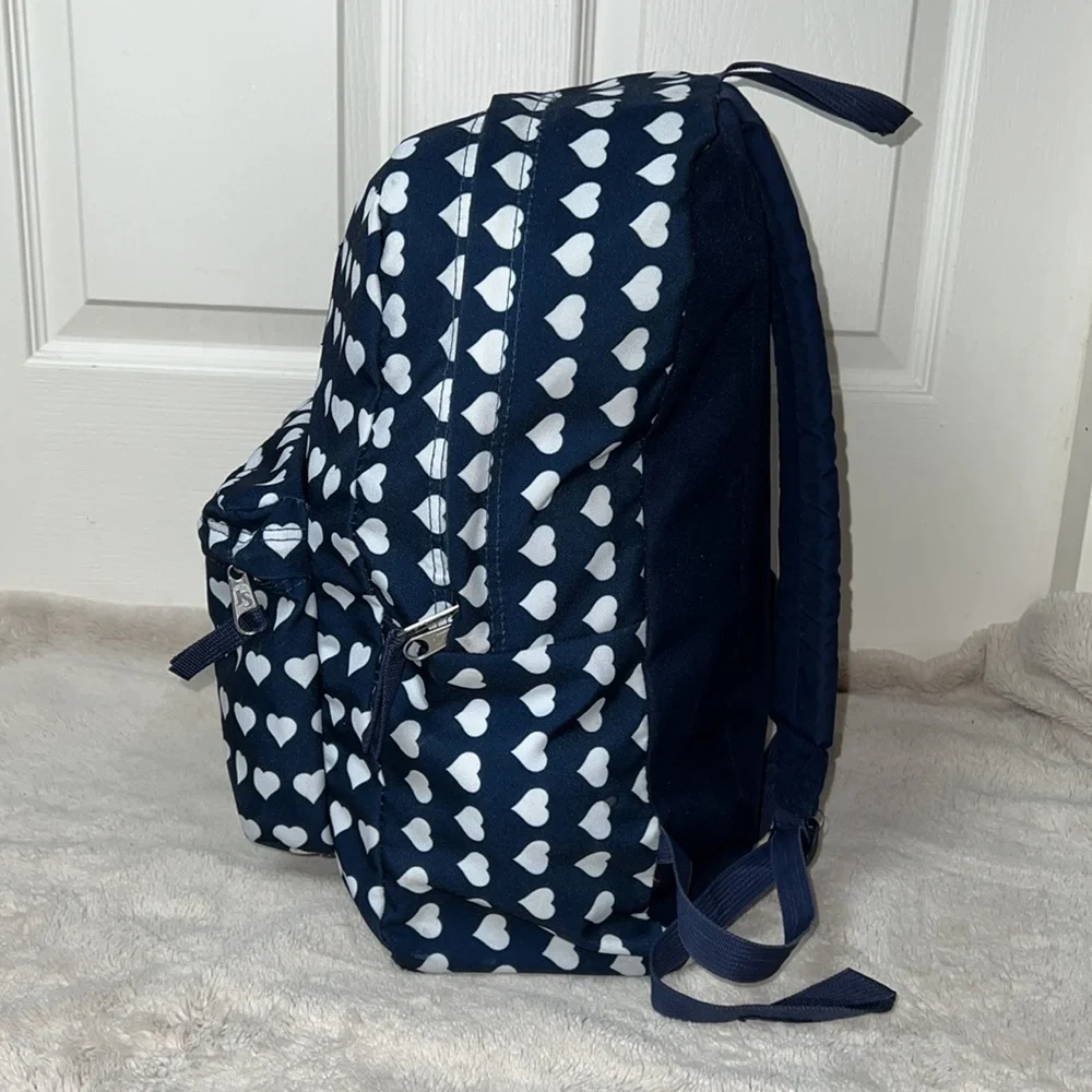 Jansport Superbreak Navy With White Hearts Backpack